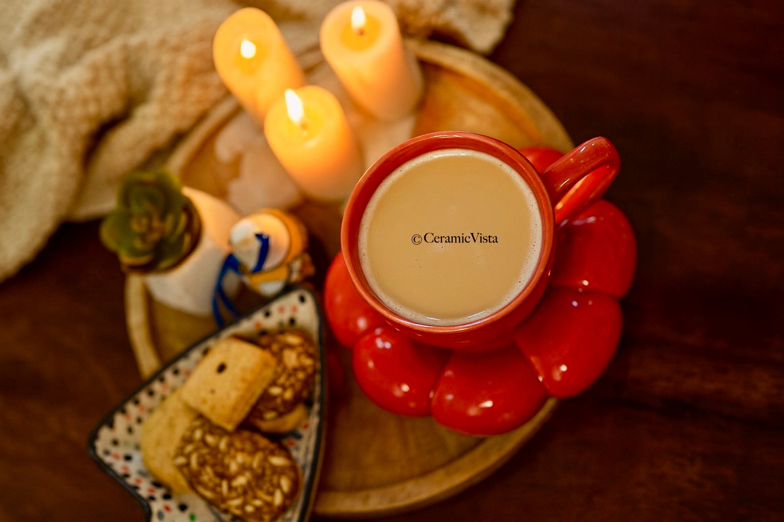 Bubble Saucer Ceramic Mug – Available in Blue, Red & Dark Green