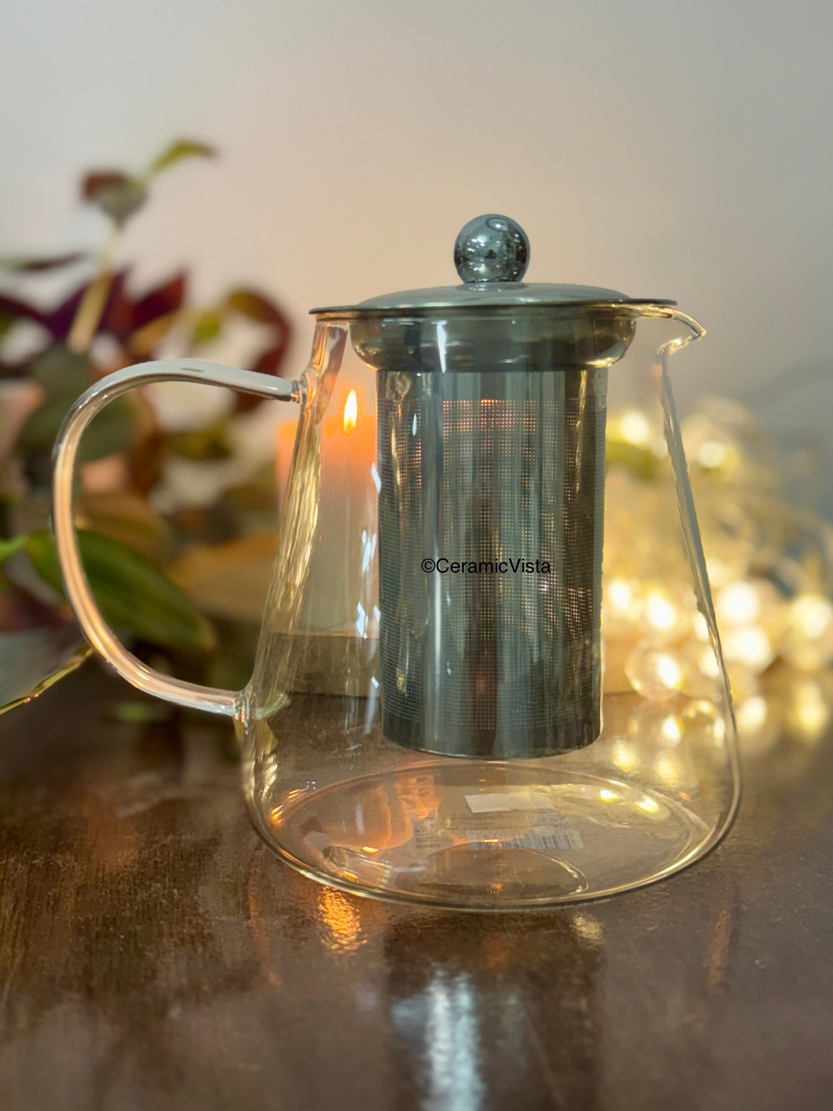 Clear Glass Tea Pot with Stainless Steel Infuser | CeramicVista