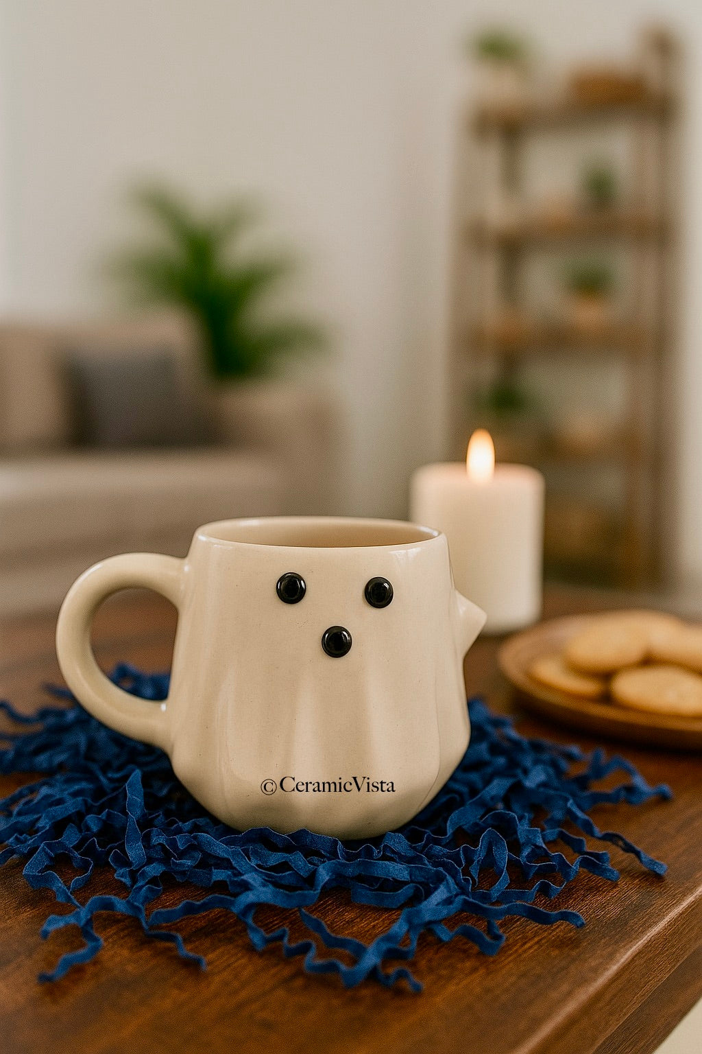 Cute Ghost Ceramic Mug – 3D Spooky Mug for Cozy Sips | Handcrafted