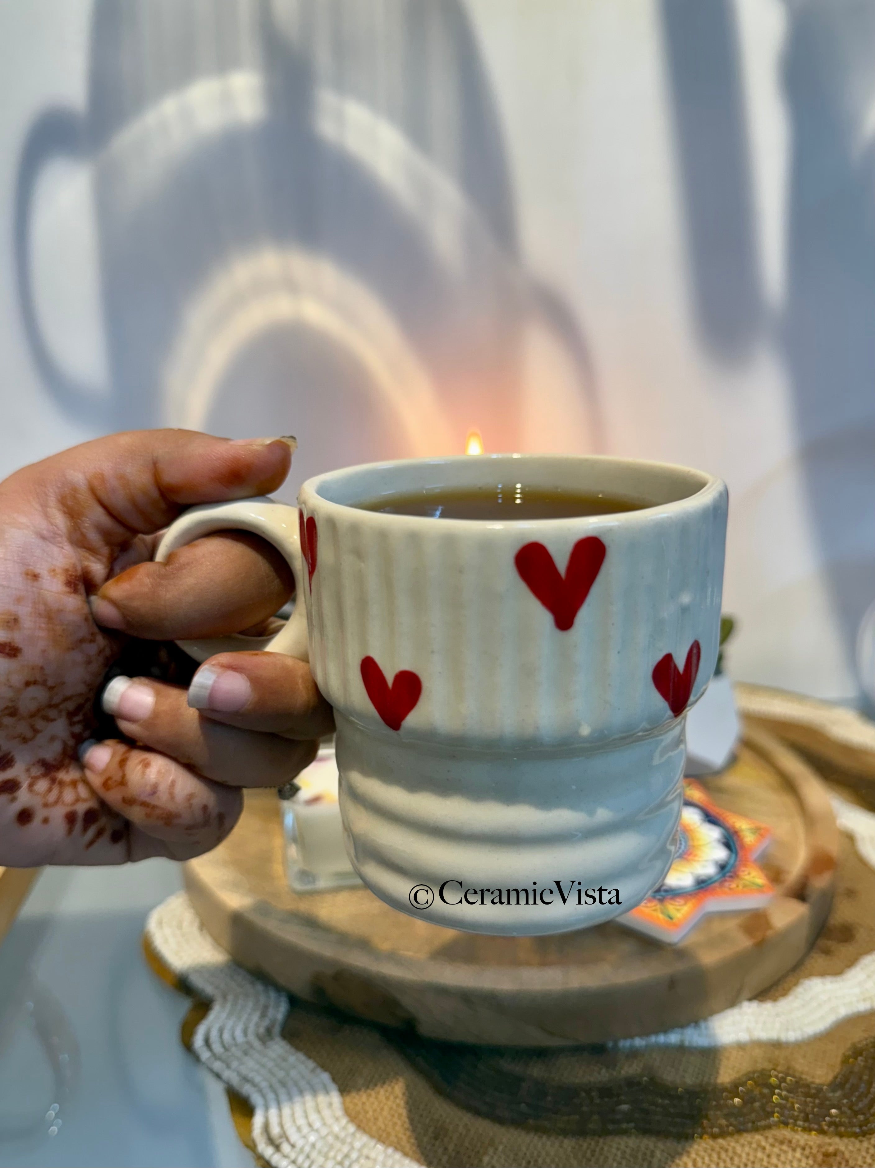 Love Hearts Textured Ceramic Mug