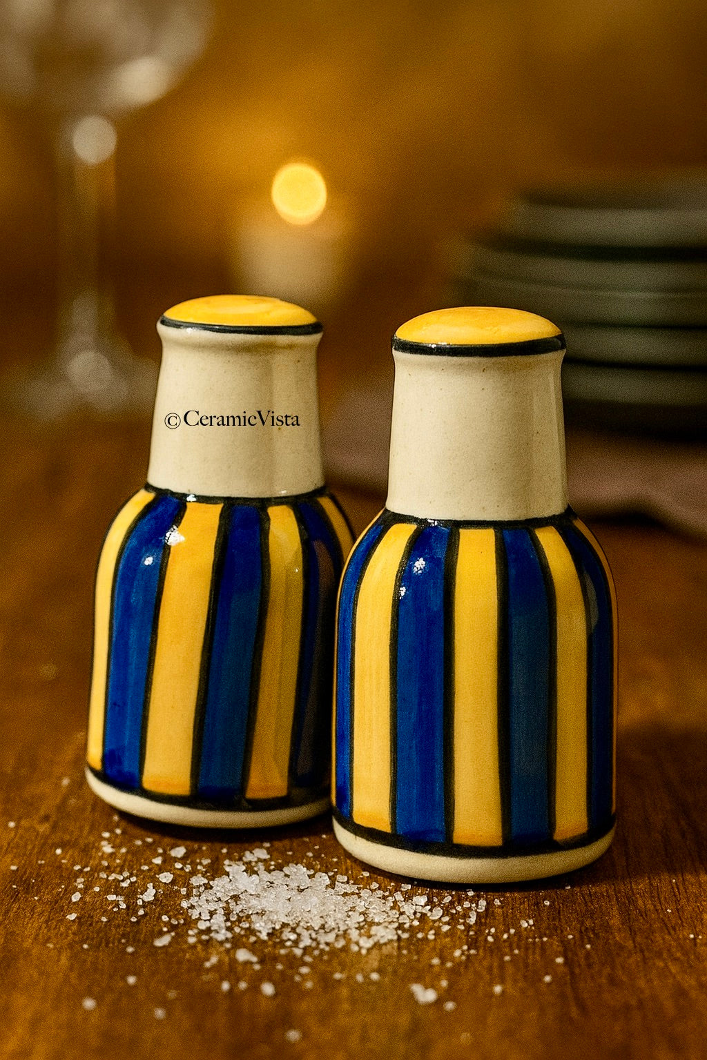 Hand-Painted Mini Ceramic Salt & Spice Shakers | Multicolour Traditional Patterned Salters| Organise your table with these cuties | CeramicVista