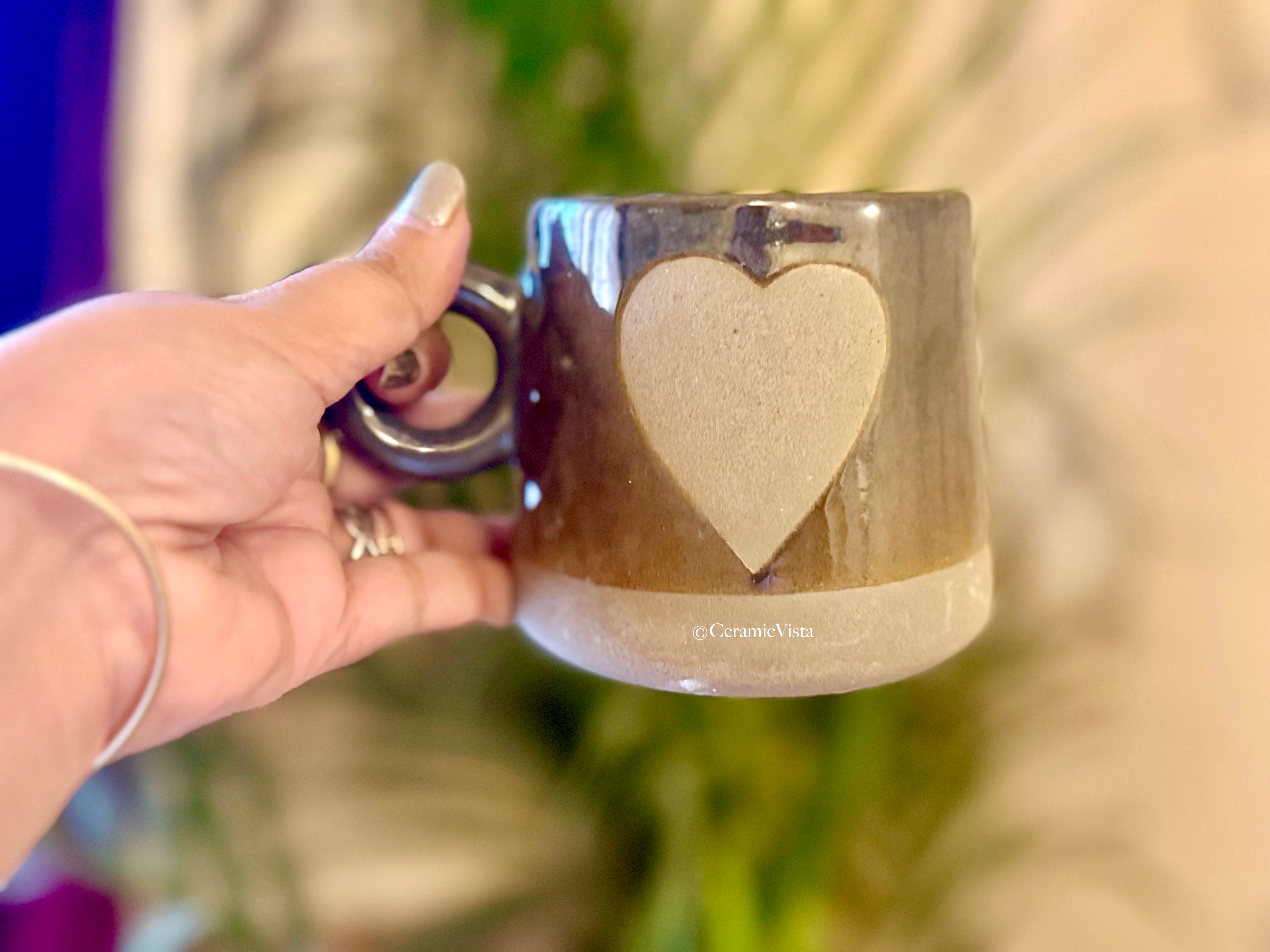 Handcrafted Heart-Design Ceramic Mug| CeramicVista