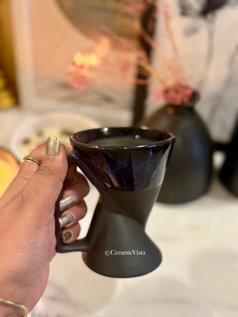 Handcrafted Stoneware Coffee Mugs – Modern Hourglass Design