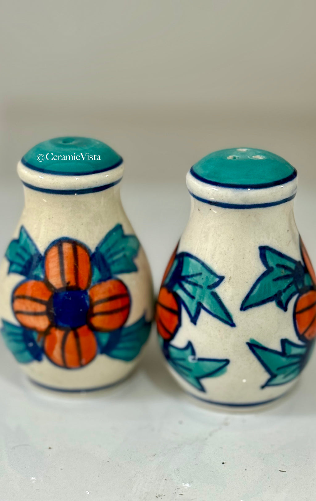 Hand-Painted Floral Salt & Pepper Set | CeramicVista
