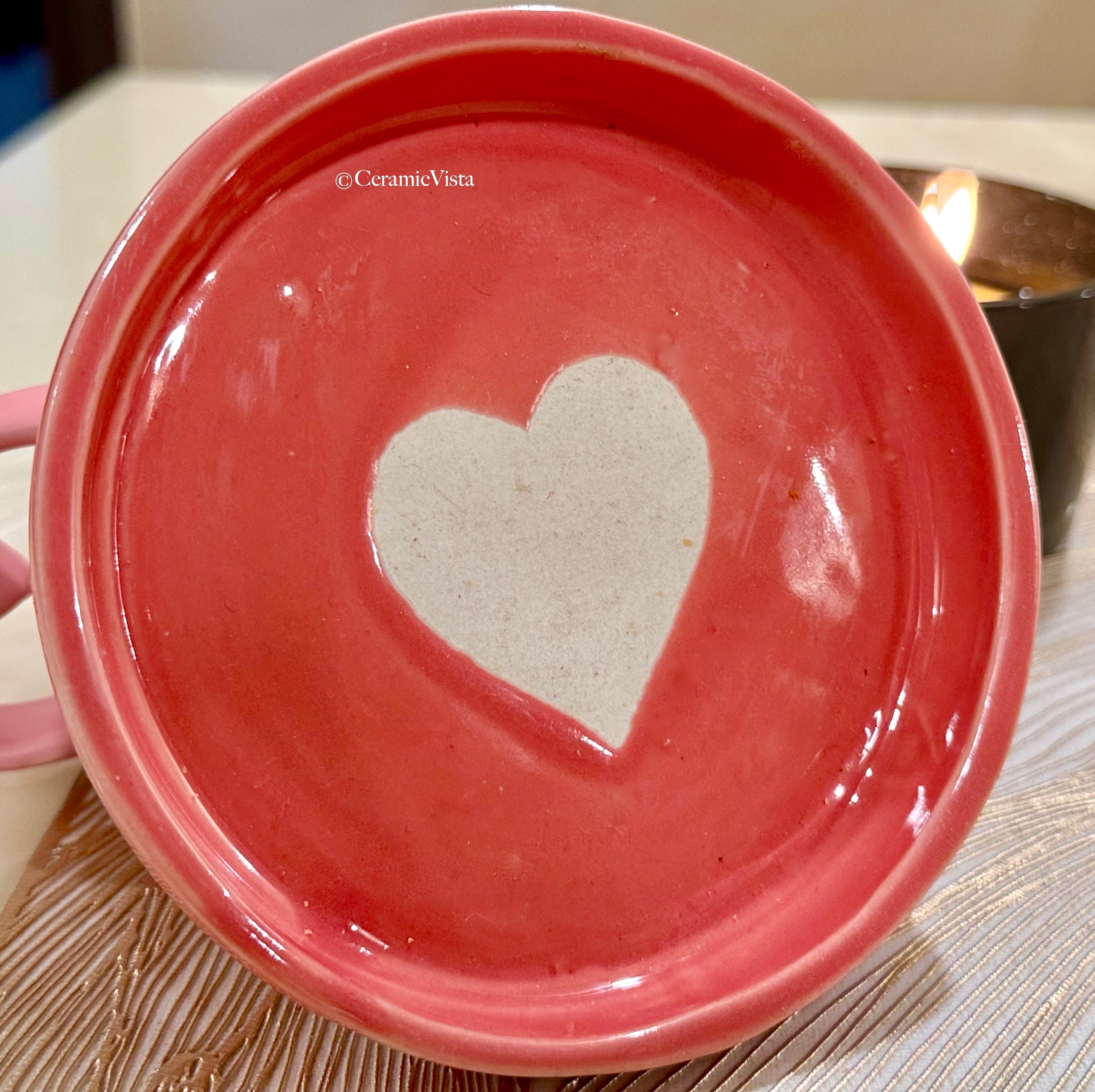 Handmade Pink Heart Ceramic Plate – Set of 2 | CeramicVista