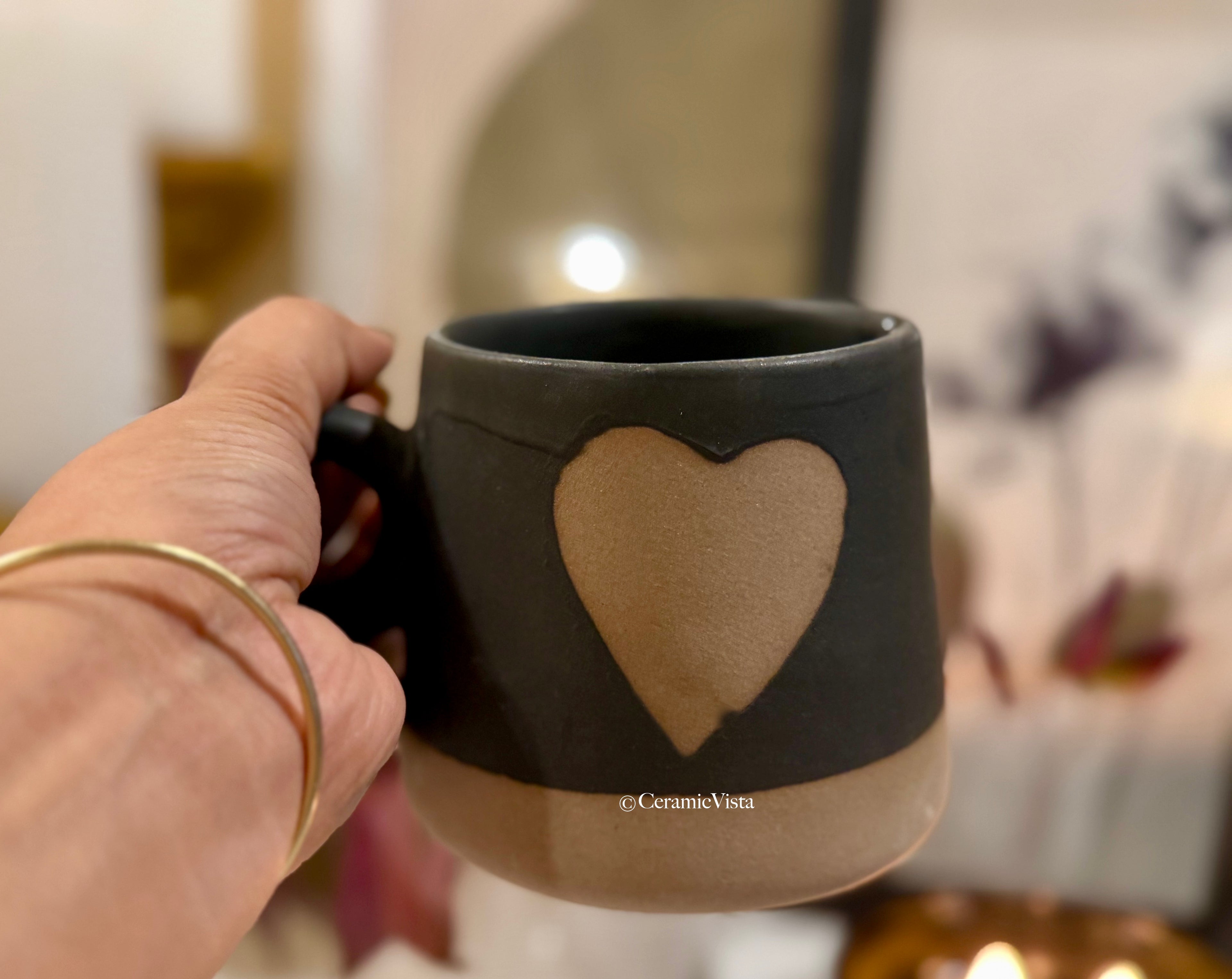 Handcrafted Heart-Design Ceramic Mug| CeramicVista