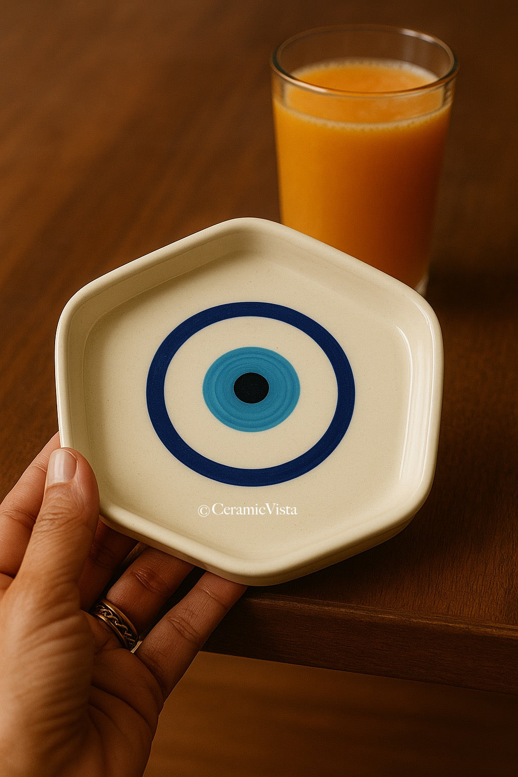 Handmade Evil Eye Ceramic Plates – Set of 2 | CeramicVista