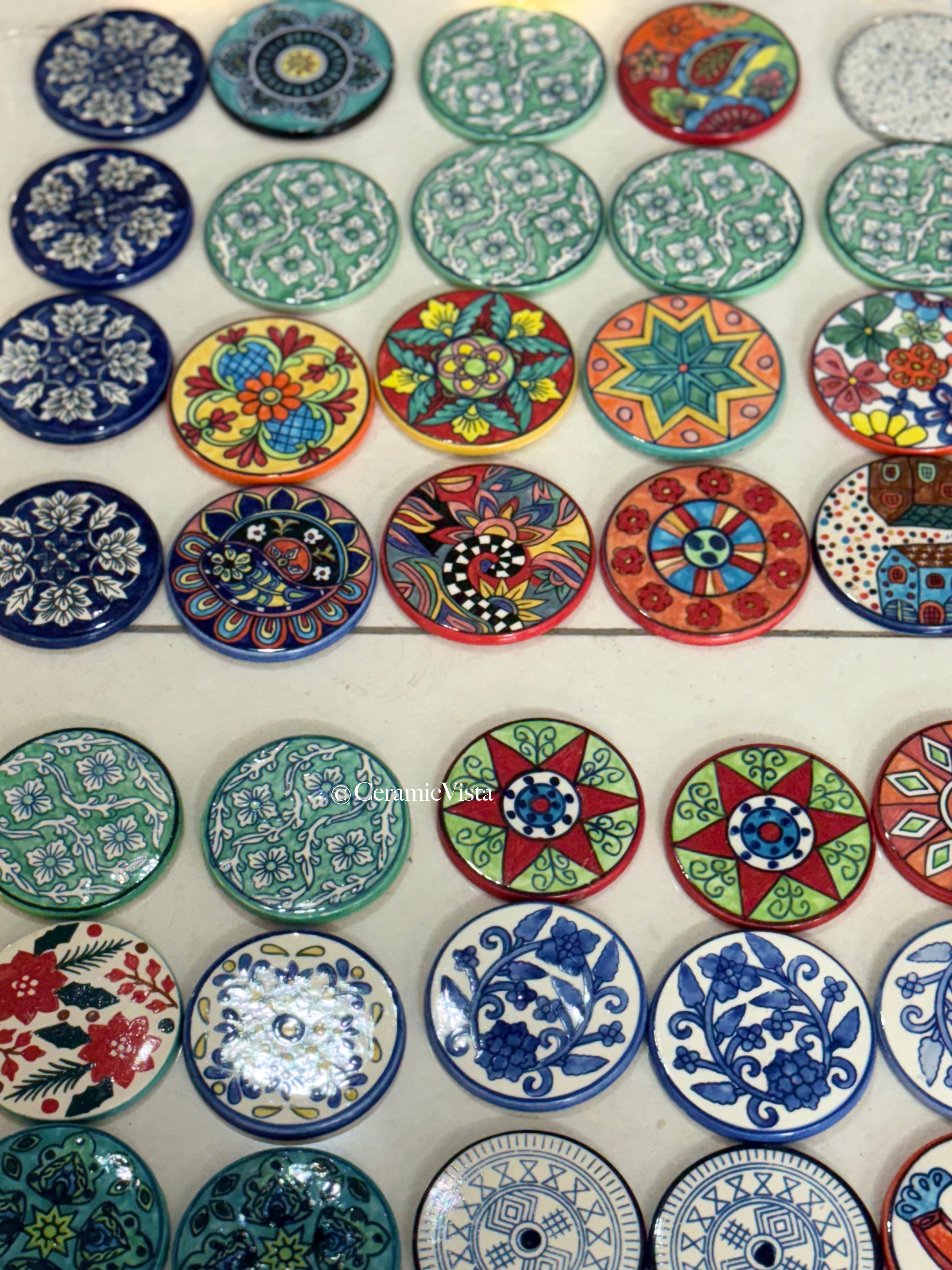 Hand-Painted Ceramic Coasters – Custom Curated Sets (Set of 6 & Set of 2) | CeramicVista