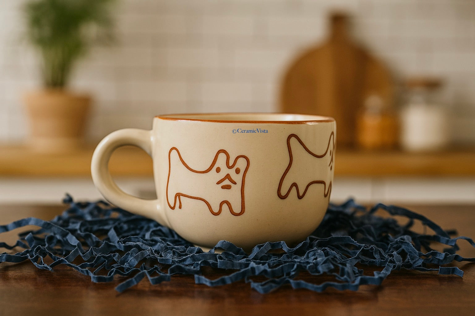 Peek-a-Boo Cat Ceramic Mug – Hidden Kitten Inside | Handcrafted Cute Mug