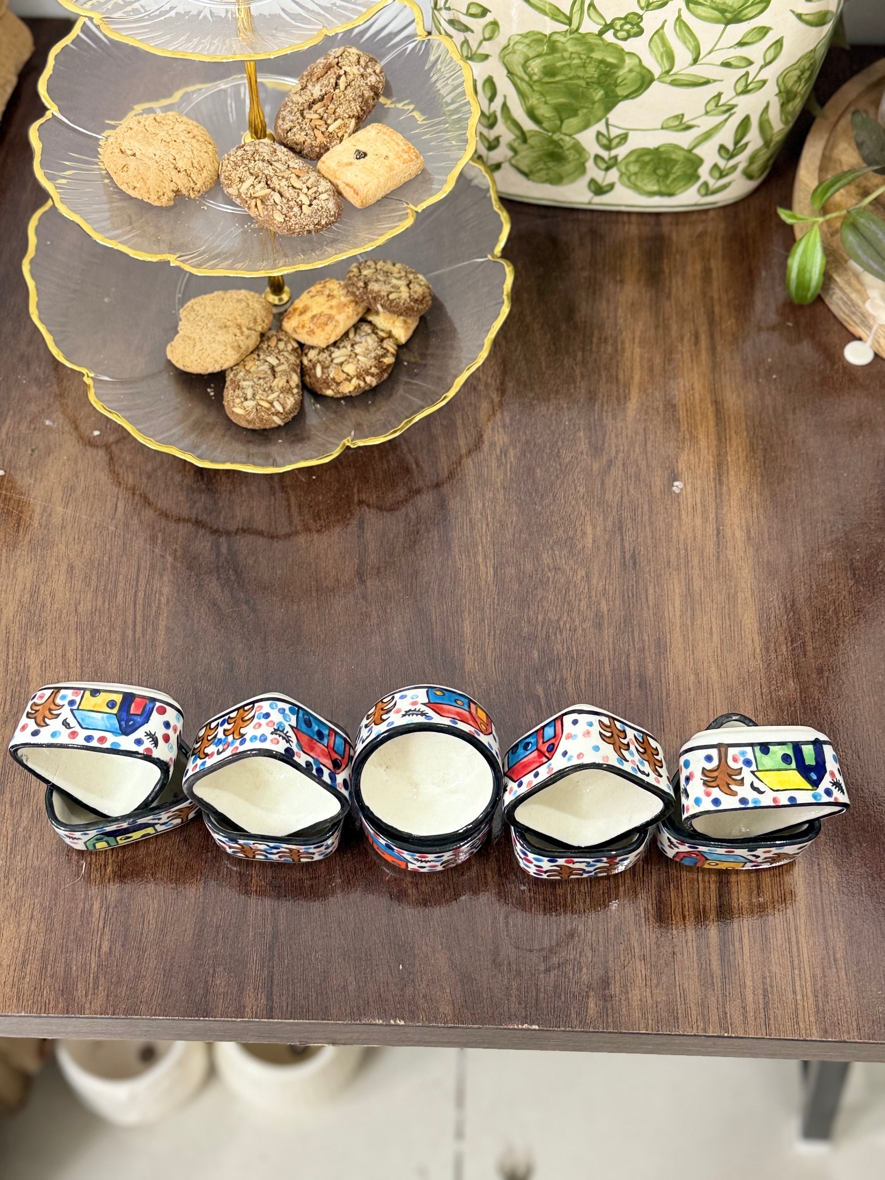 Hand-Painted Round/ Square/ Triangular Dip Bowl | CeramicVista