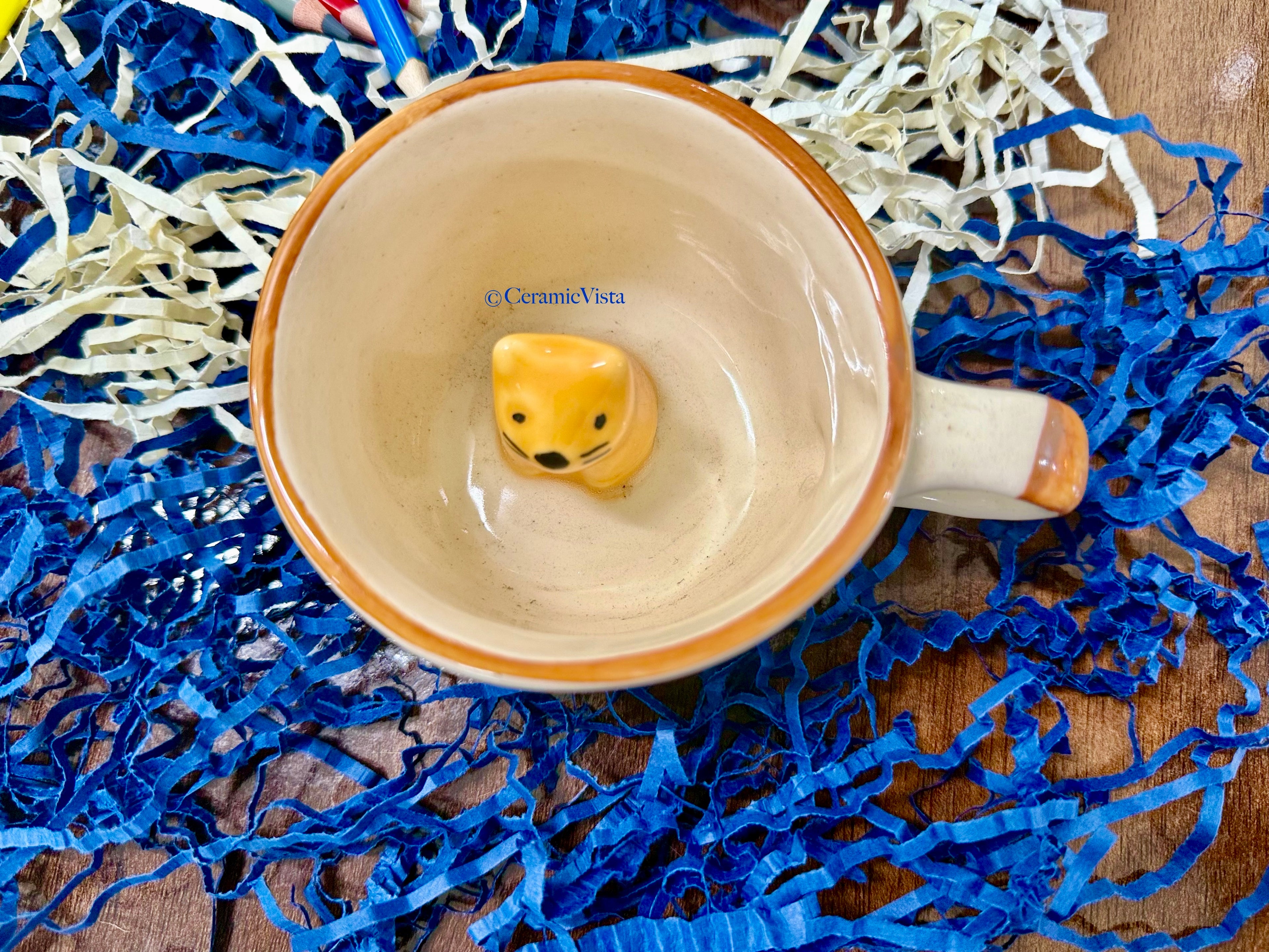 Peek-a-Boo Cat Ceramic Mug – Hidden Kitten Inside | Handcrafted Cute Mug