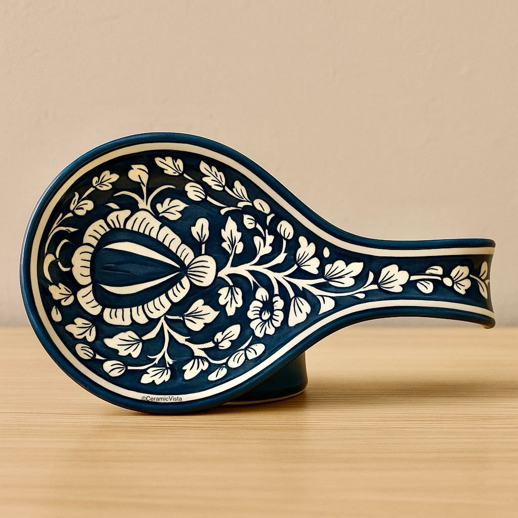 Hand-Painted Colorful Ceramic Spoon Rest / Snack Tray/ Holder | Red, Blue, Green, Dual Tone | CeramicVista