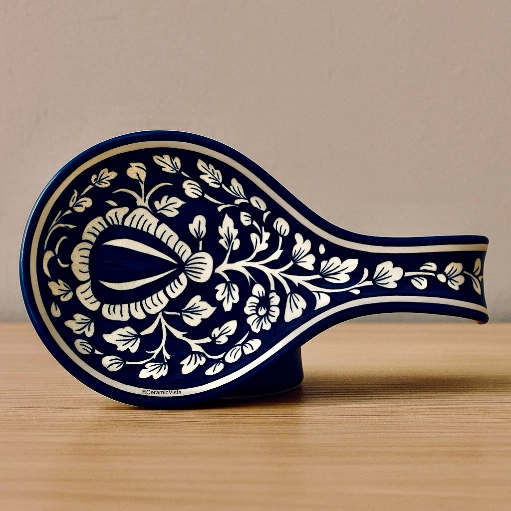 Hand-Painted Colorful Ceramic Spoon Rest / Snack Tray/ Holder | Red, Blue, Green, Dual Tone | CeramicVista