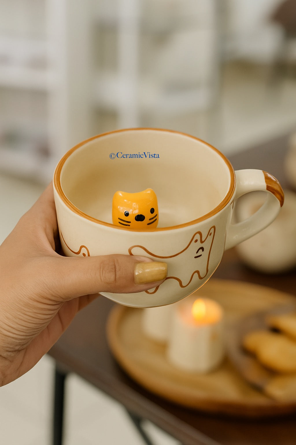 Peek-a-Boo Cat Ceramic Mug – Hidden Kitten Inside | Handcrafted Cute Mug