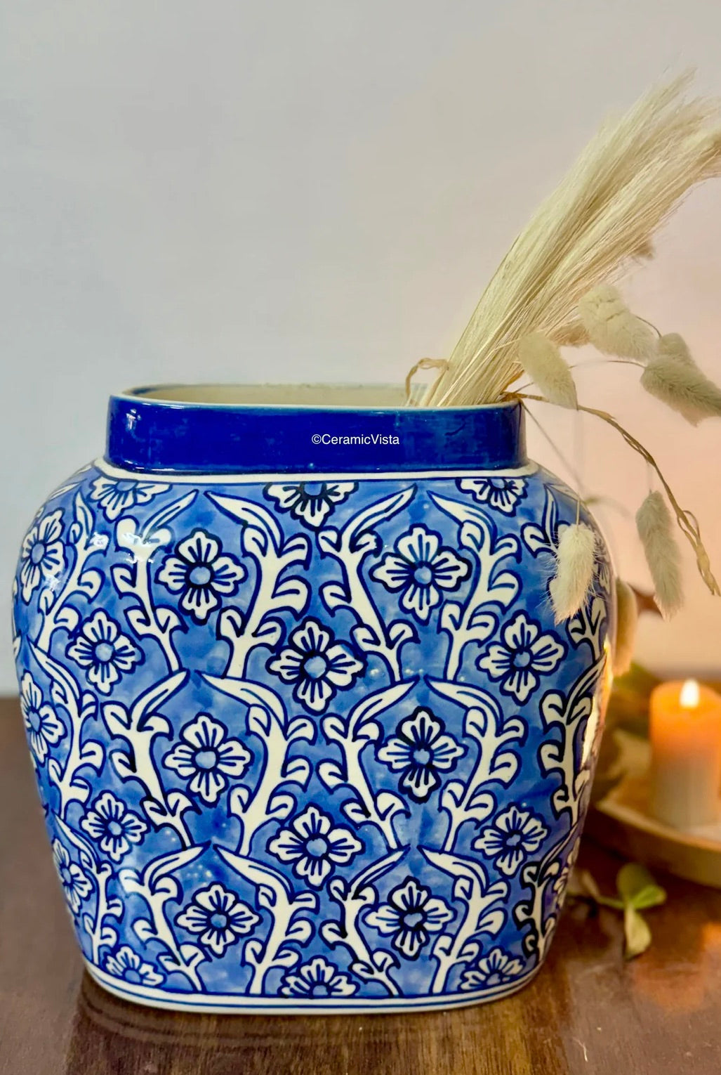 Hand-Painted Light Blue Moroccan Ceramic Vase | CeramicVista