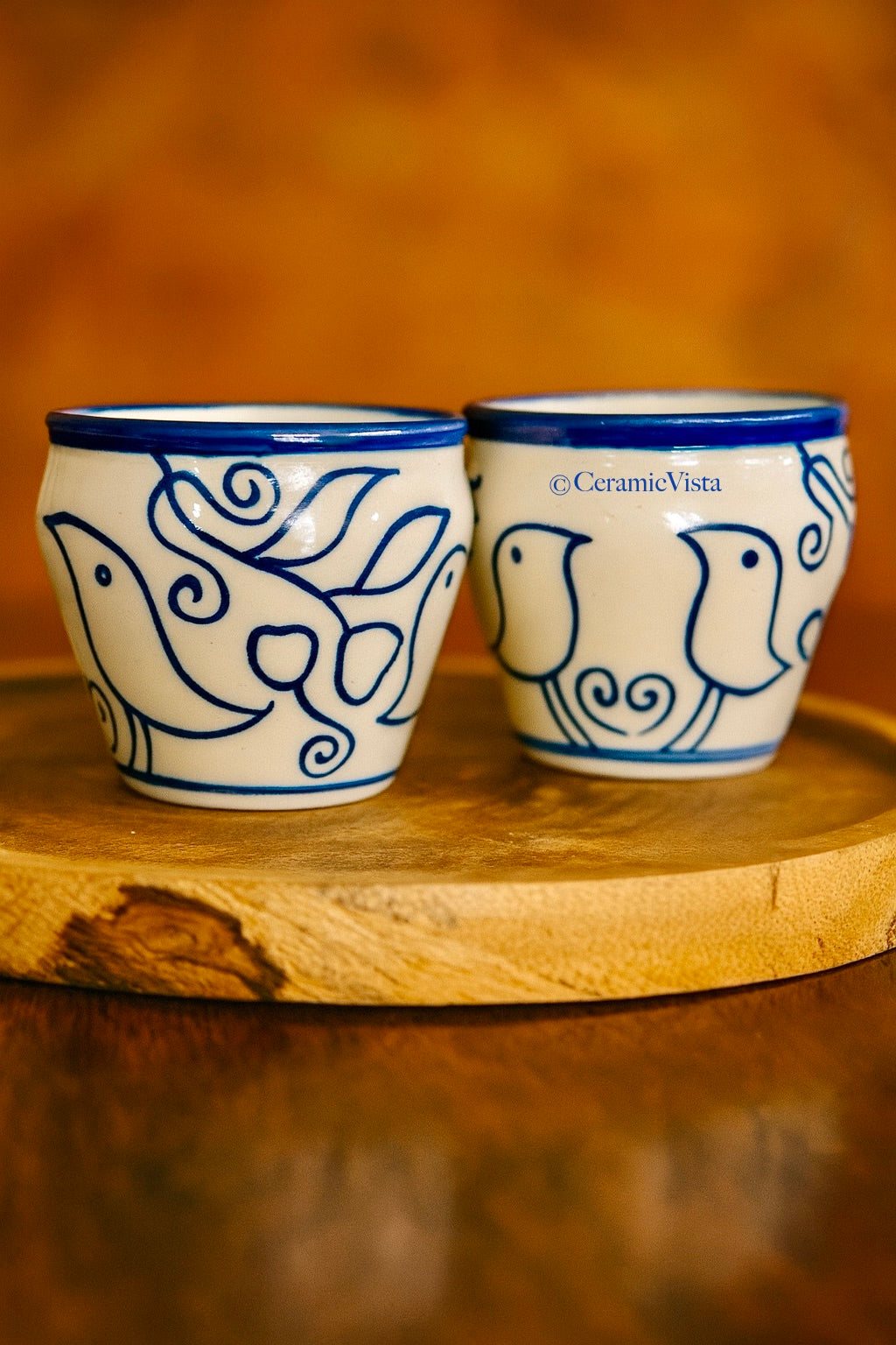 Hand-Painted Blue Bird Mini Kulhad