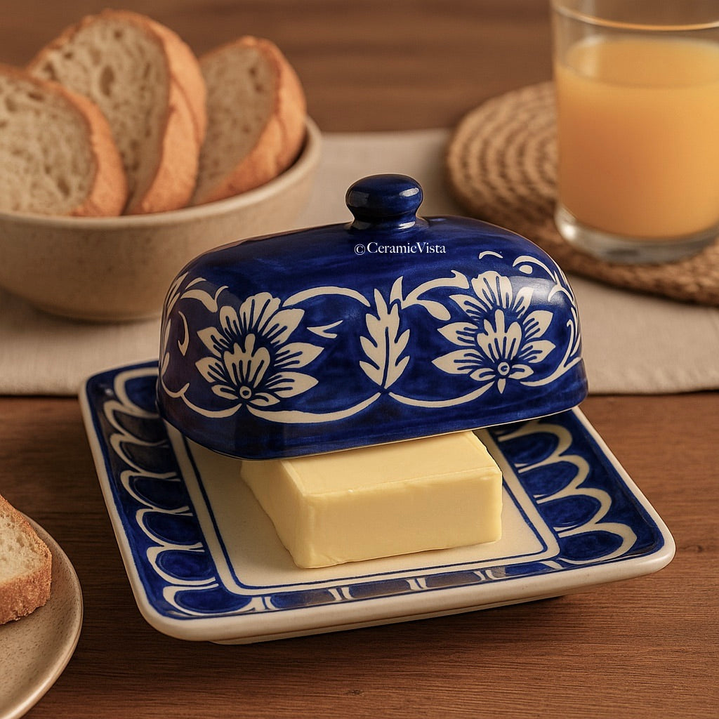 Royal Blue Handcrafted Ceramic Butter Dish