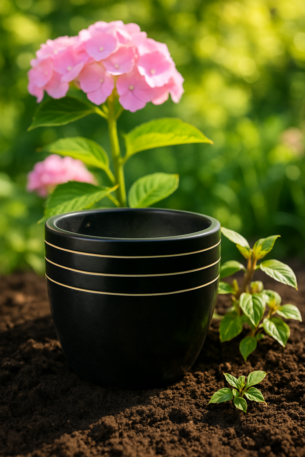 Matte Black Gold-Lined Ceramic Planter | CeramicVista