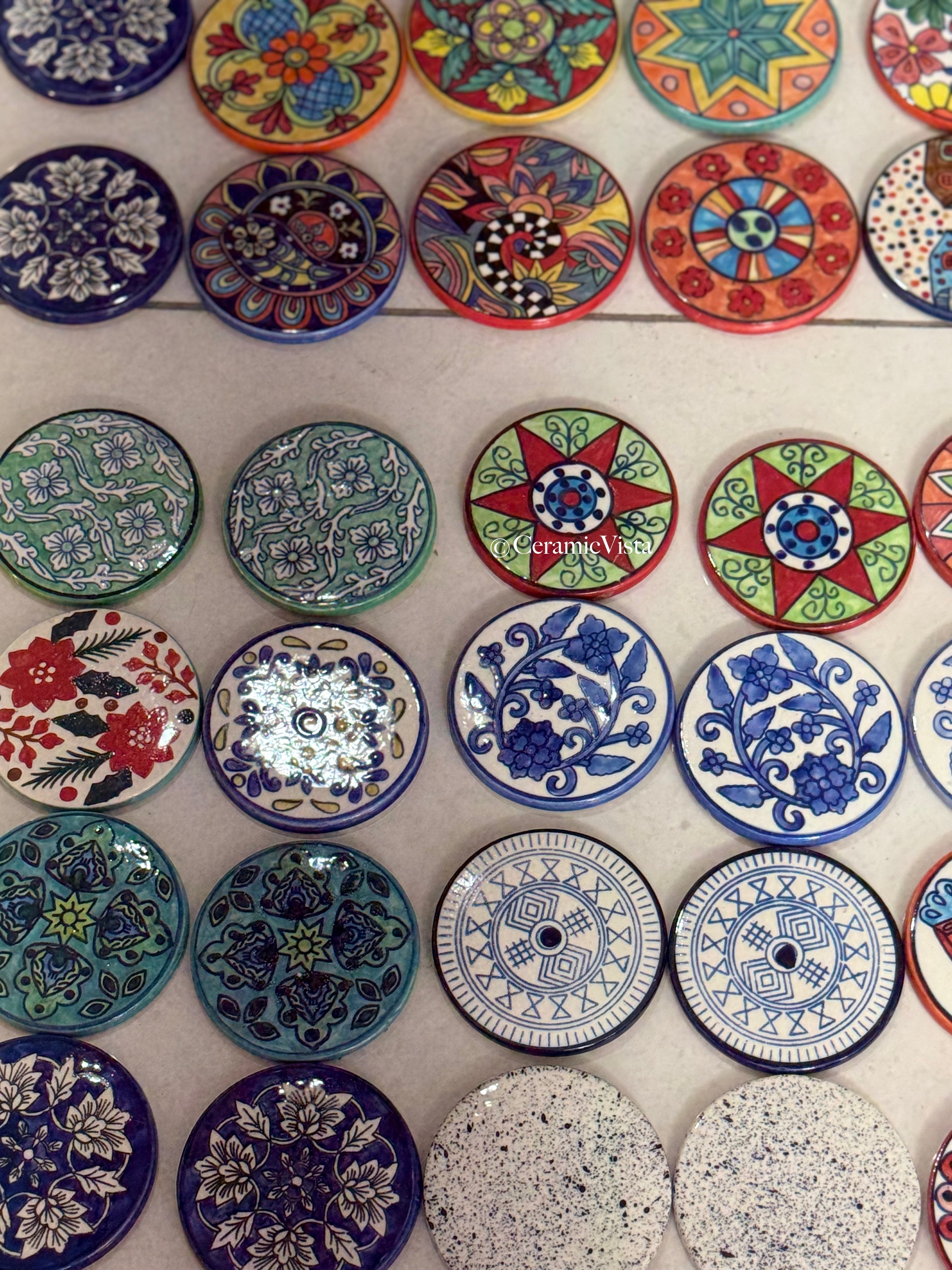Hand-Painted Ceramic Coasters – Custom Curated Sets (Set of 6 & Set of 2) | CeramicVista