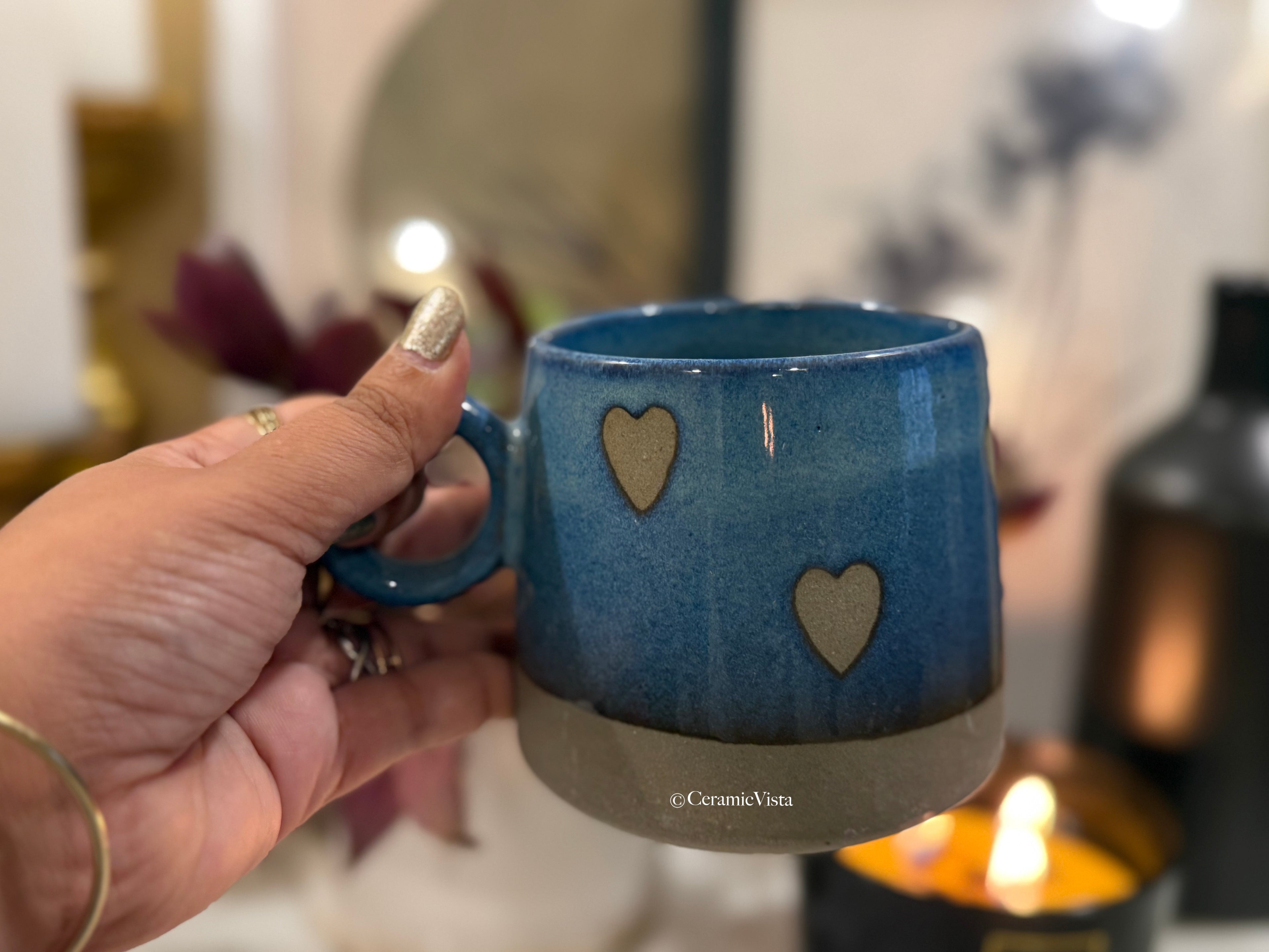 Handcrafted Heart-Design Ceramic Mug| CeramicVista