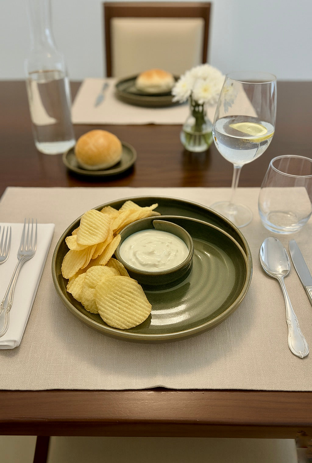 Handcrafted Ceramic Multi-Section Serving Platter – Olive Green Reactive Glaze | CeramicVista