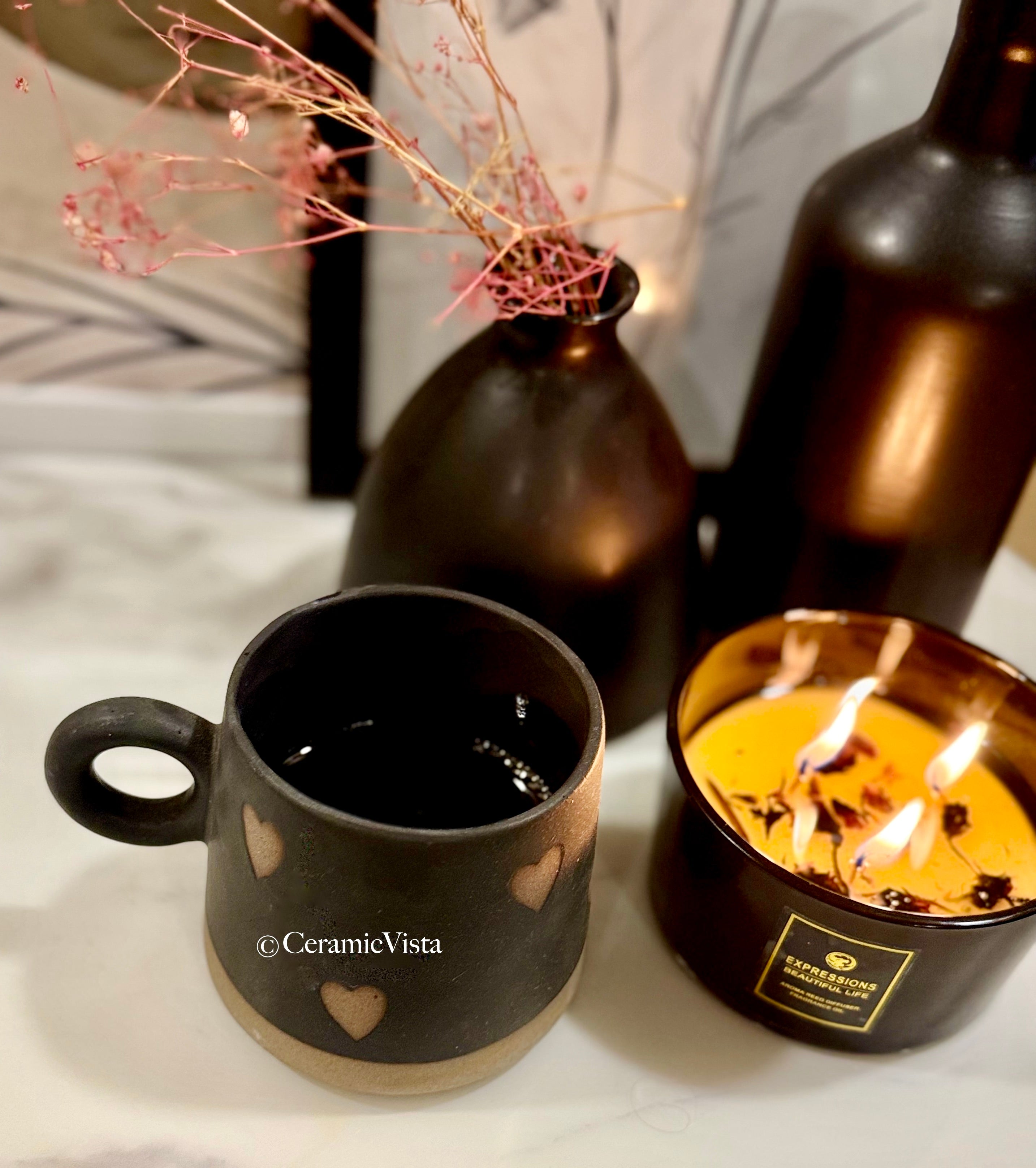 Handcrafted Heart-Design Ceramic Mug| CeramicVista