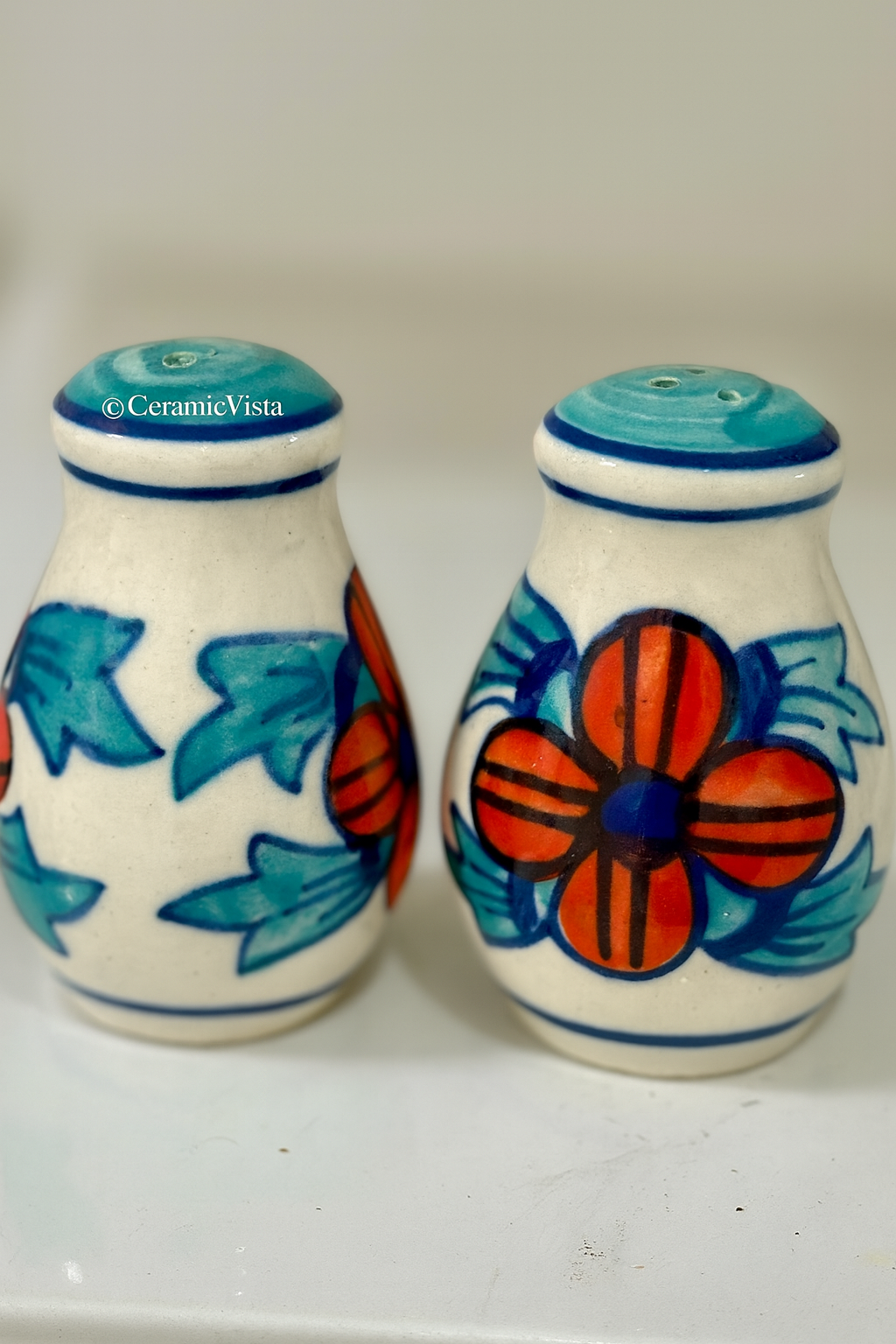 Hand-Painted Floral Salt & Pepper Set | CeramicVista