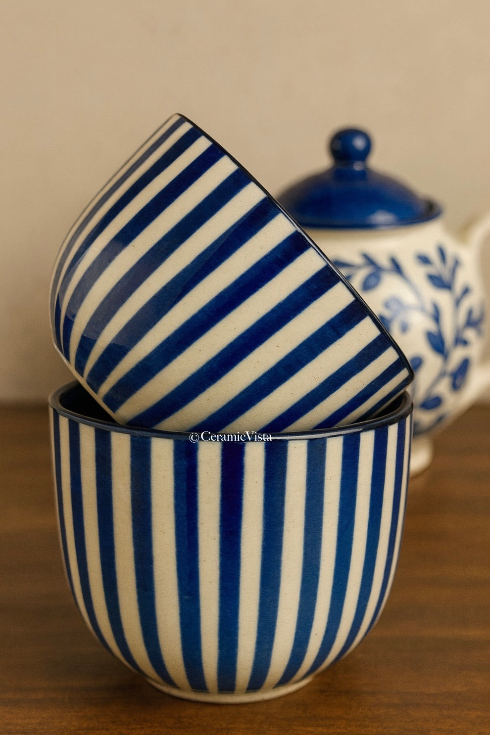 Blue Stripe Handcrafted Ceramic Cup