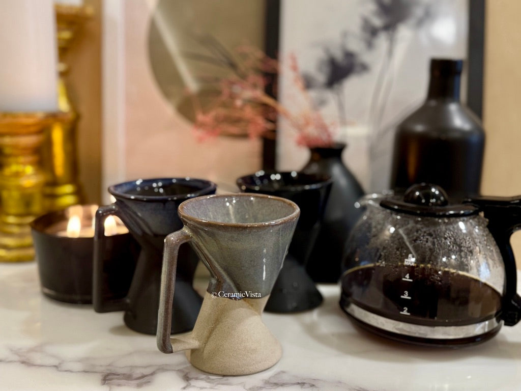 Handcrafted Stoneware Coffee Mugs – Modern Hourglass Design