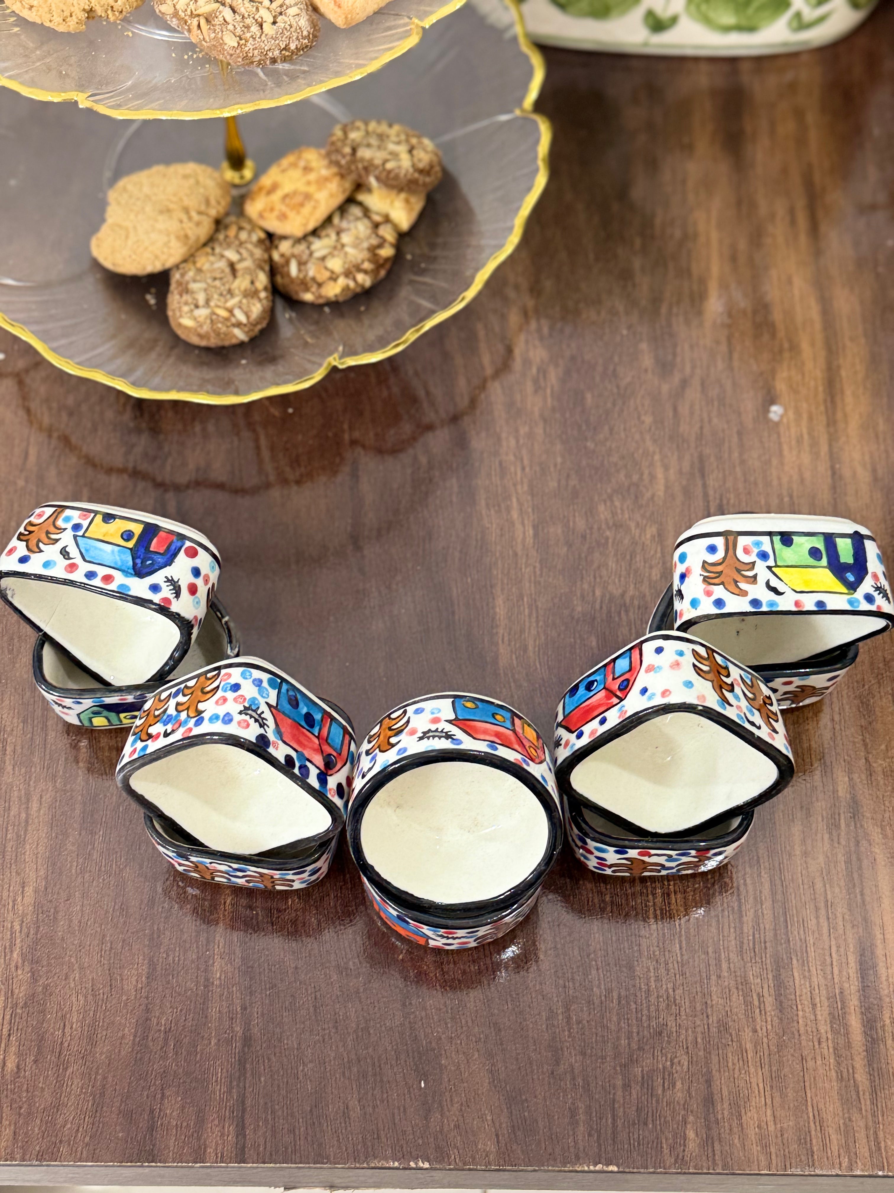 Hand-Painted Round/ Square/ Triangular Dip Bowl | CeramicVista