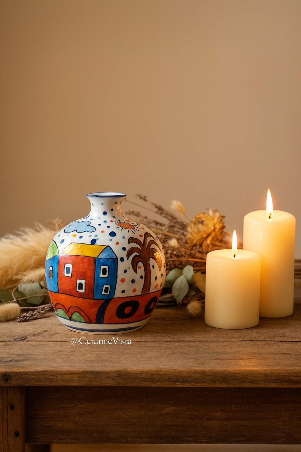 Hand-Painted Colourful Mini Round Vase | CeramicVista