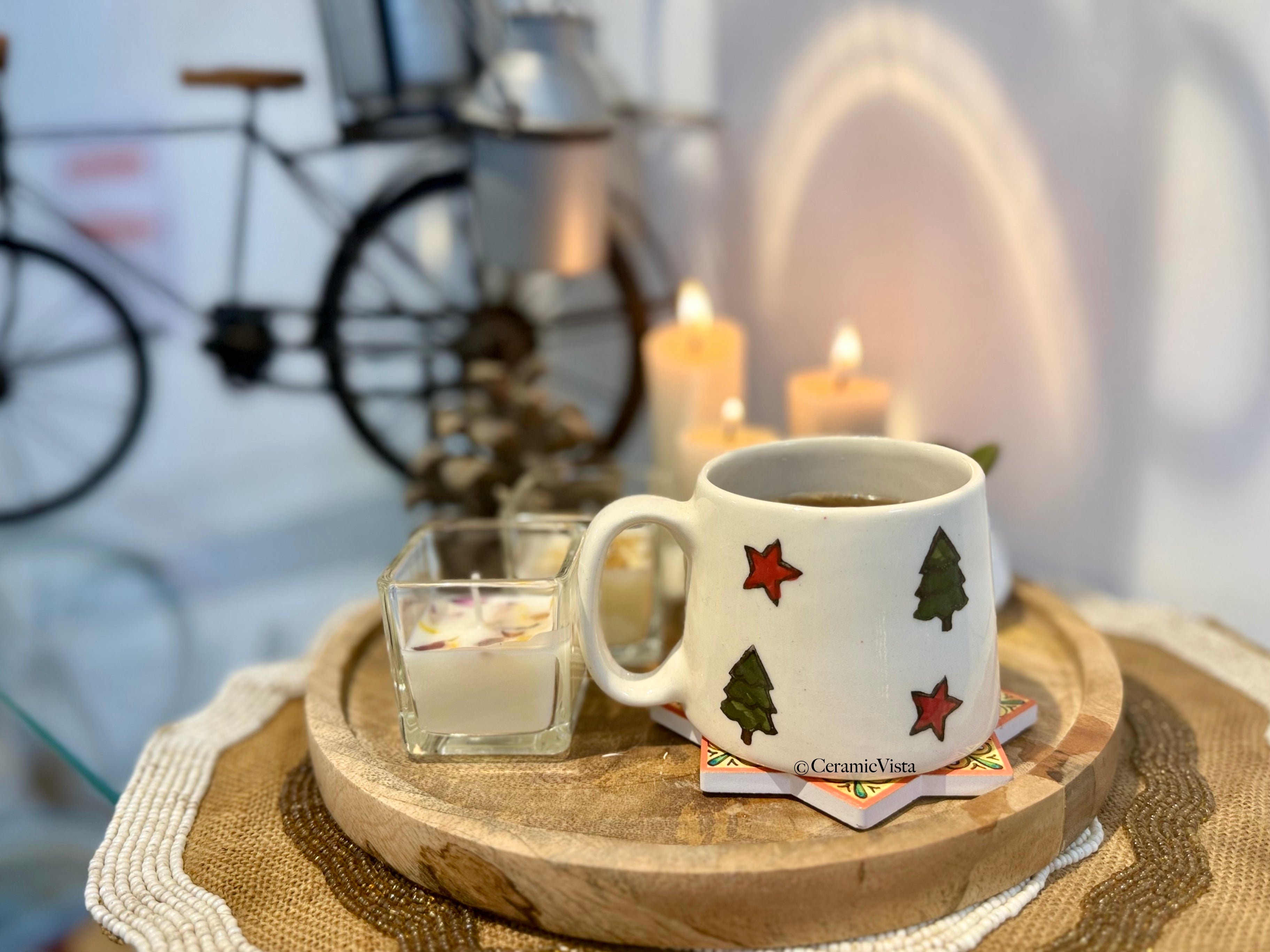 Christmas Tree & Stars Ceramic Mug