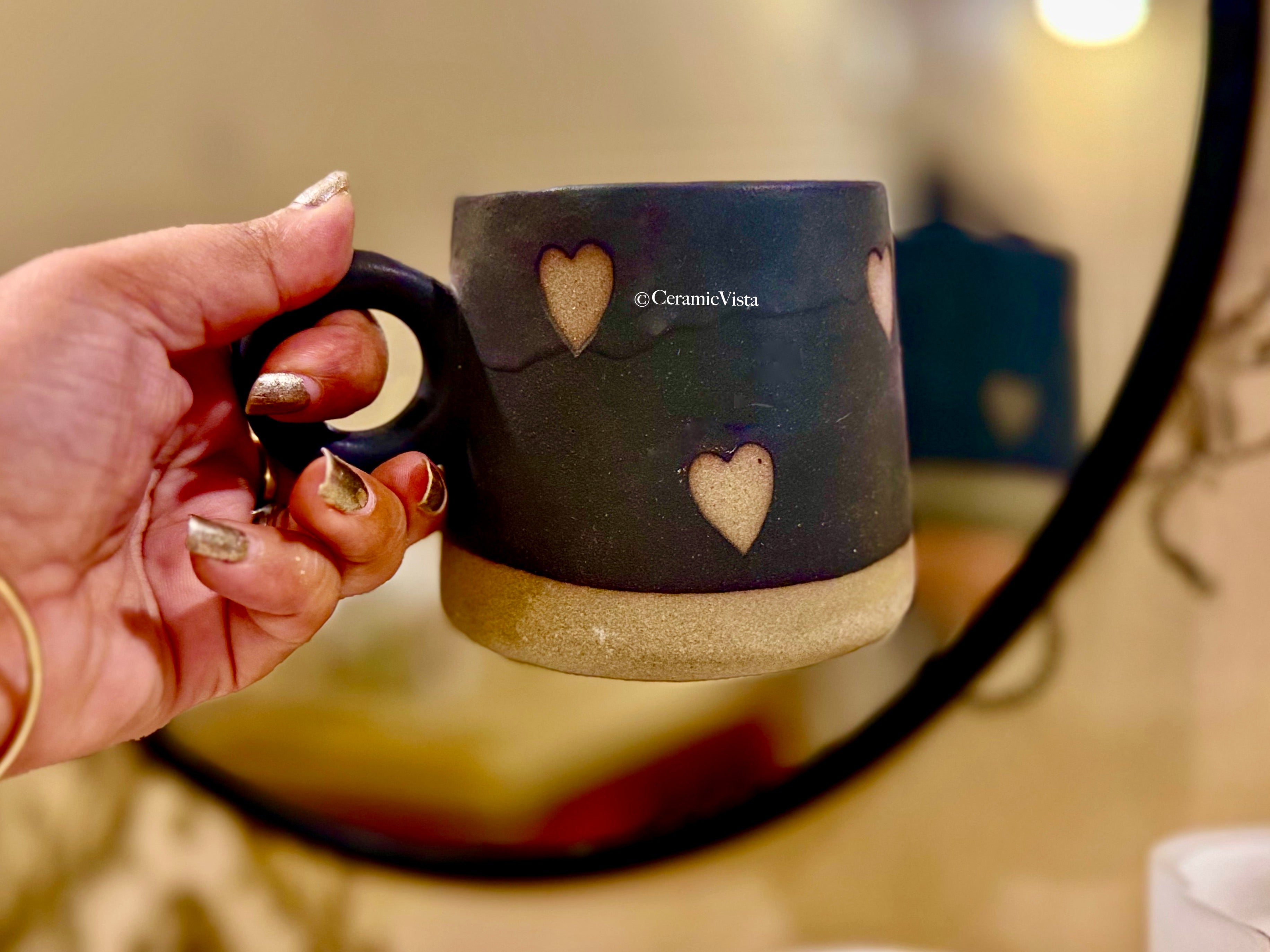 Handcrafted Heart-Design Ceramic Mug| CeramicVista