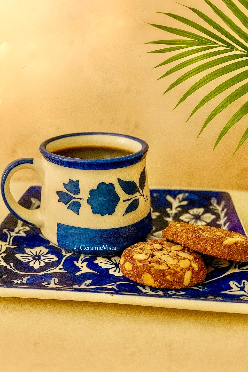Blue Floral Hand-Painted Ceramic Mug