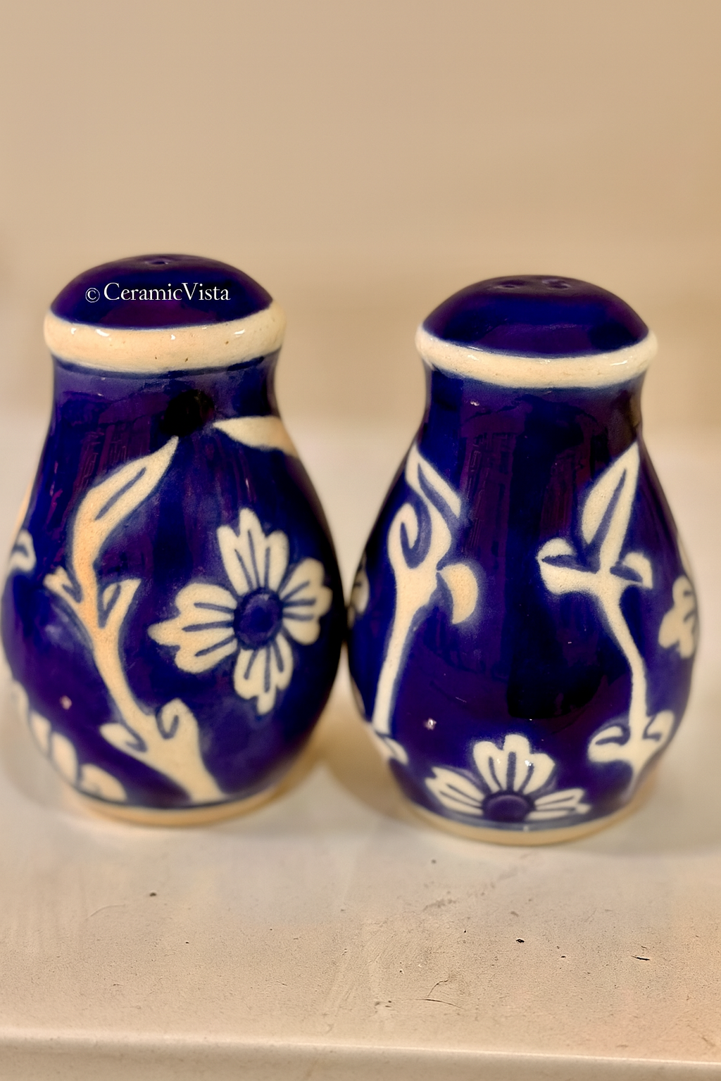 Indigo Floral Salt & Pepper Set | CeramicVista