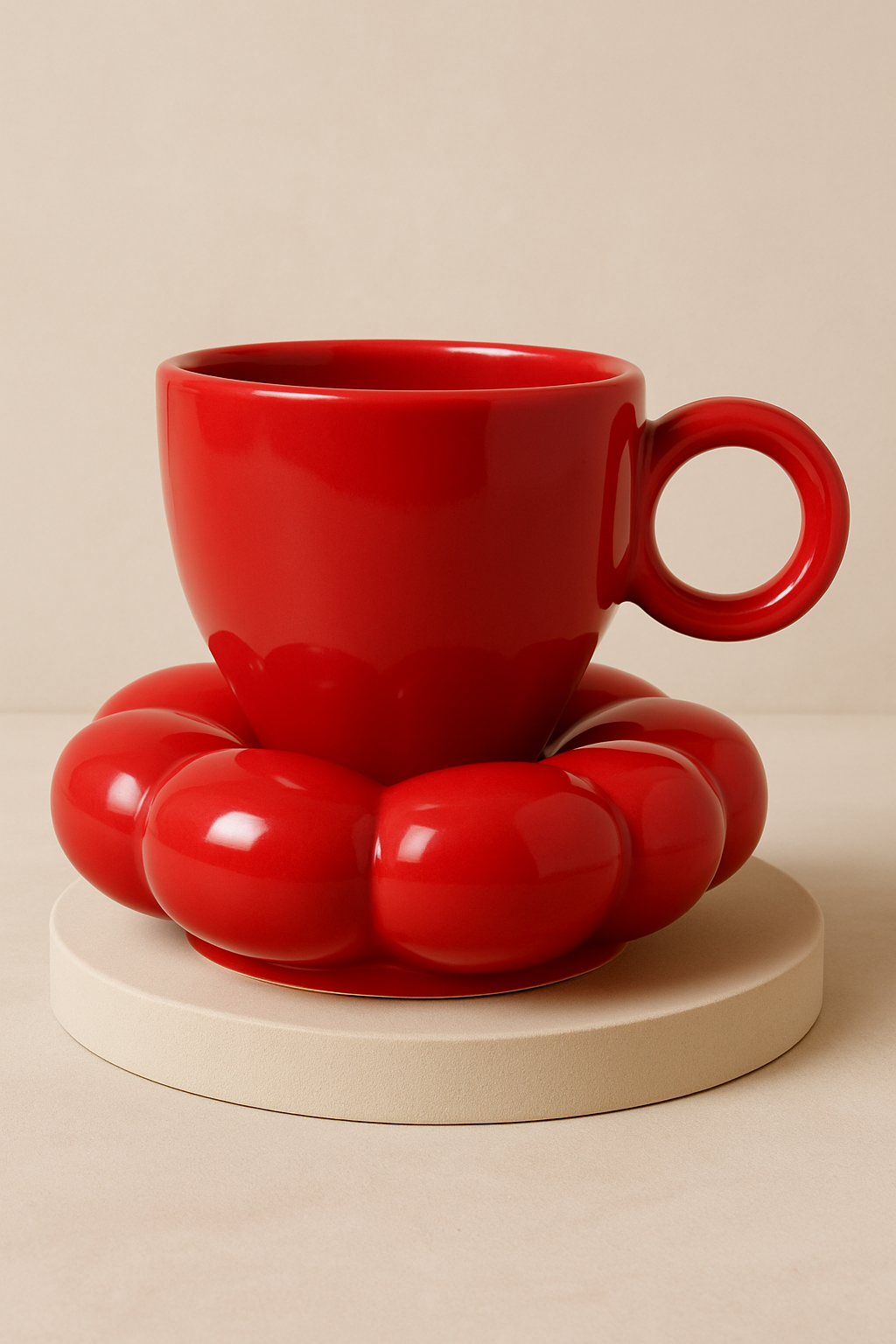 Bubble Saucer Ceramic Mug – Available in Blue, Red & Dark Green