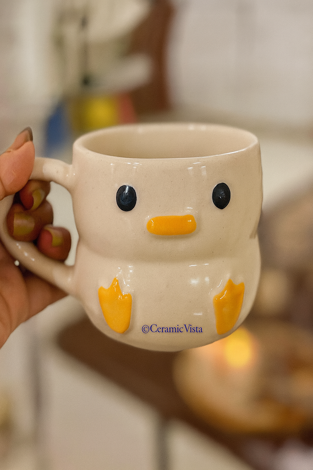 Duckling Delight Ceramic Mug – 3D Beak & Feet | Cute Handcrafted Cup