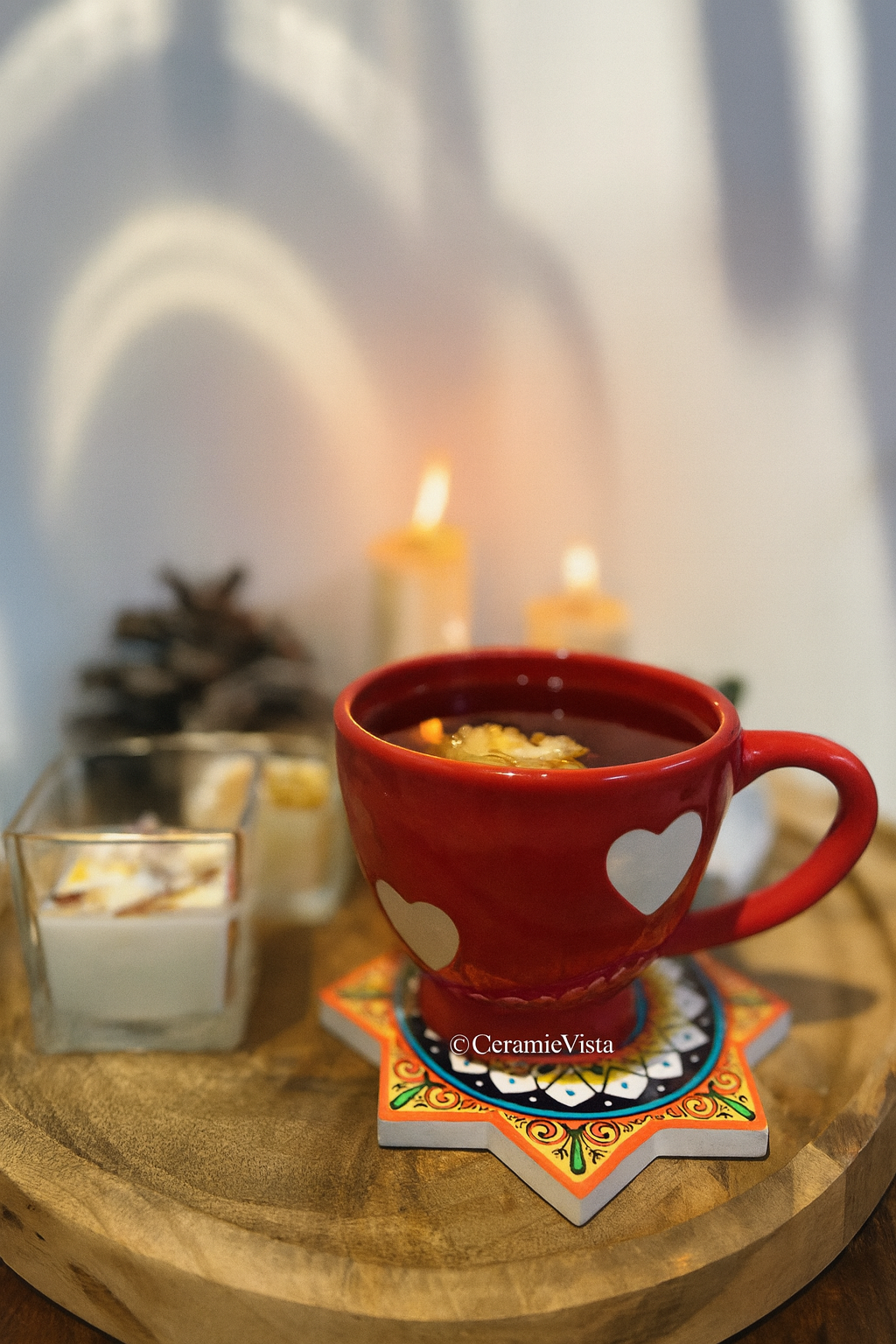 Ruby Red Hearts Ceramic Mug (Set of 4) | CeramicVista