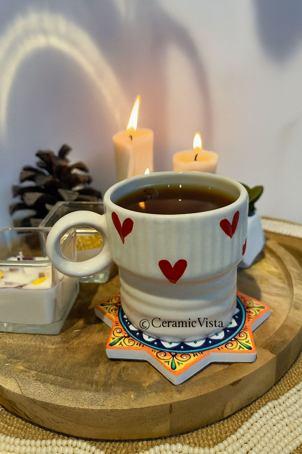 Love Hearts Textured Ceramic Mug