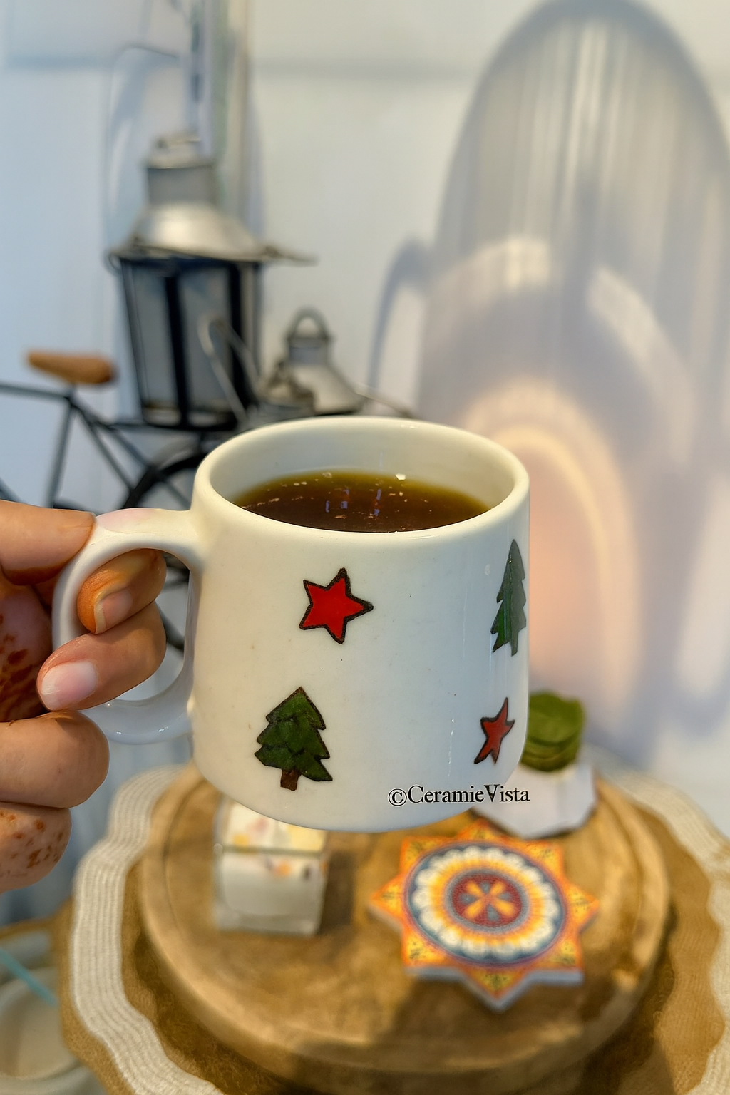 Christmas Tree & Stars Ceramic Mug