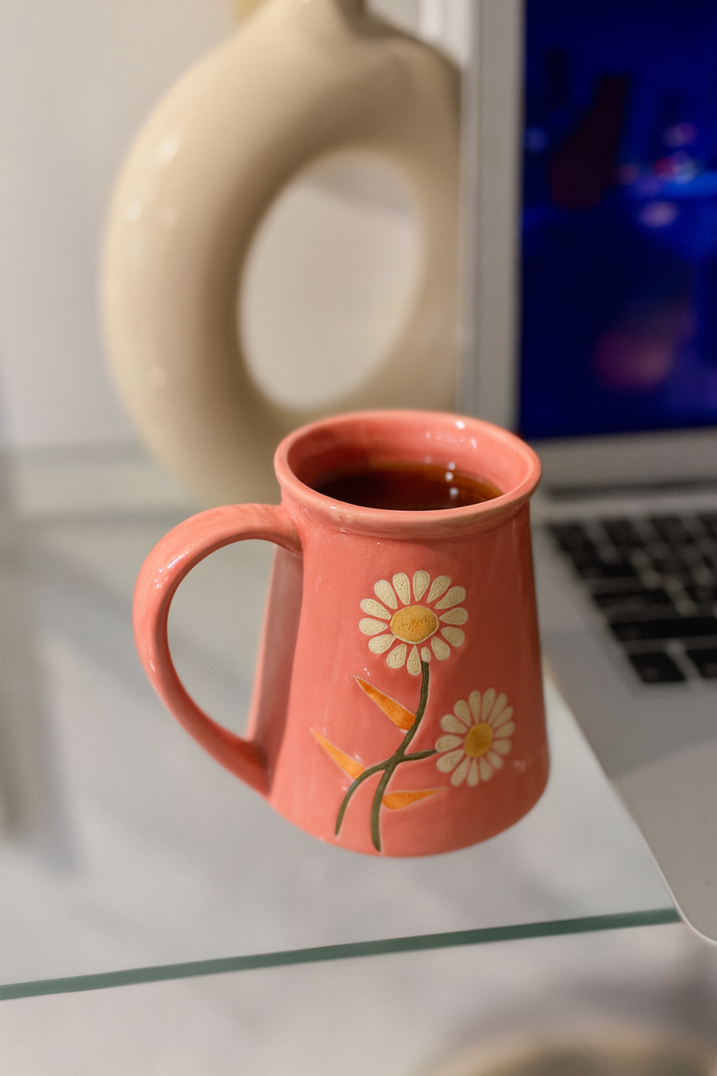Daisy Garden Ceramic Mug - Blush Pink