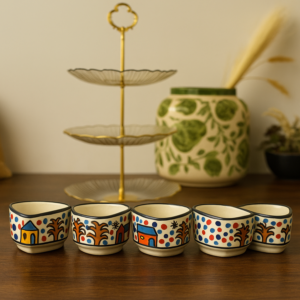 Hand-Painted Round/ Square/ Triangular Dip Bowl | CeramicVista