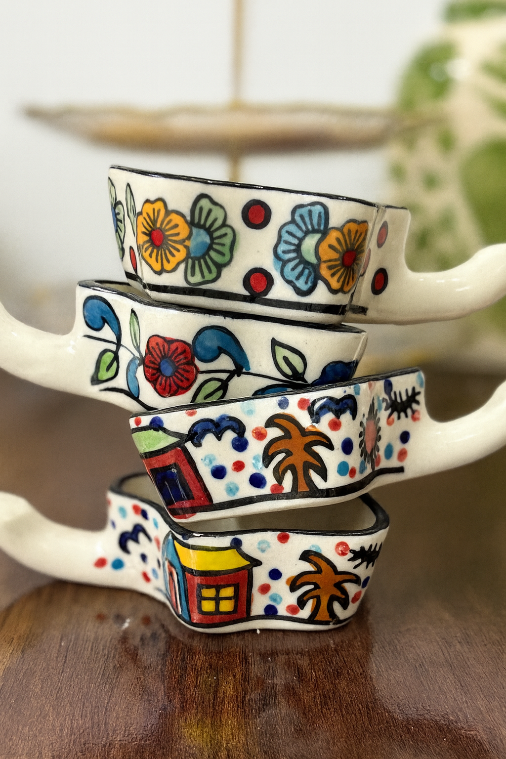 Hand-Painted Dip Bowl – Boat Shaped & Star Shaped with Handle | CeramicVista