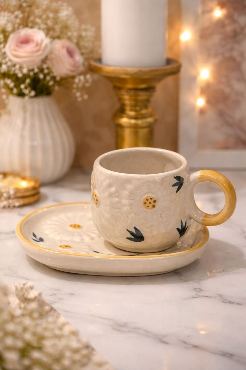 Hand-Painted Floral Cup & Saucer Set