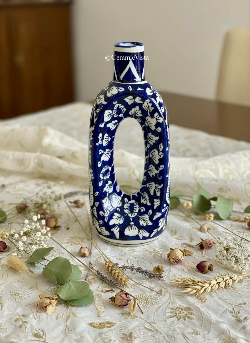 Royal Blue Hand-Painted Arch Ceramic Vase | CeramicVista