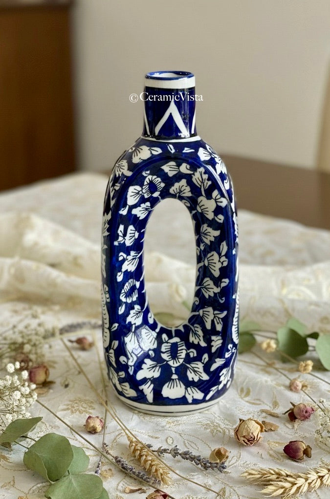 Royal Blue Hand-Painted Arch Ceramic Vase | CeramicVista