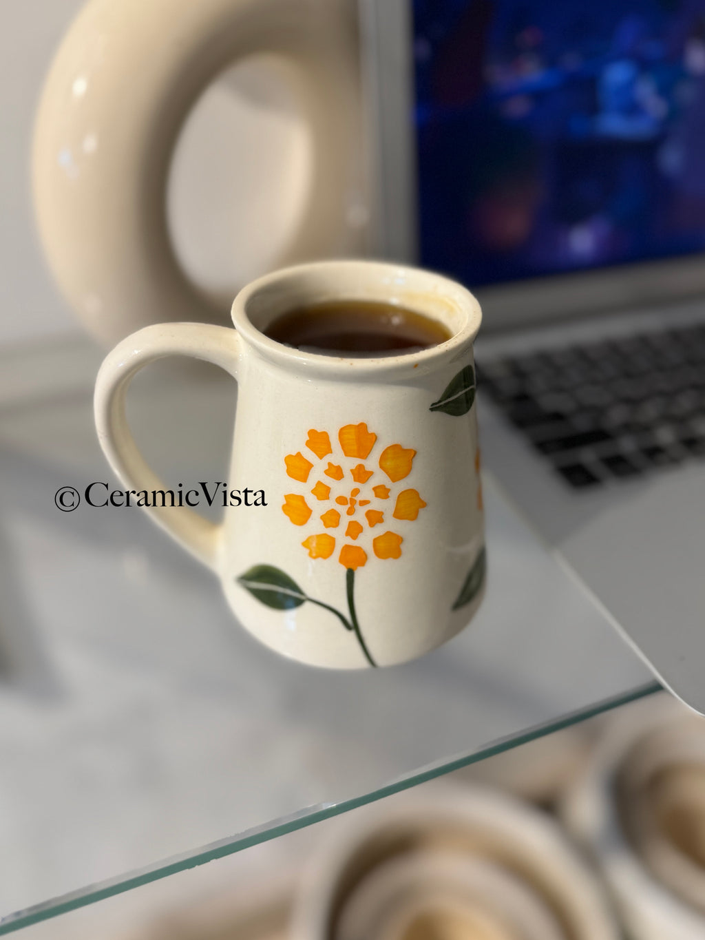 Golden Bloom Ceramic Mug