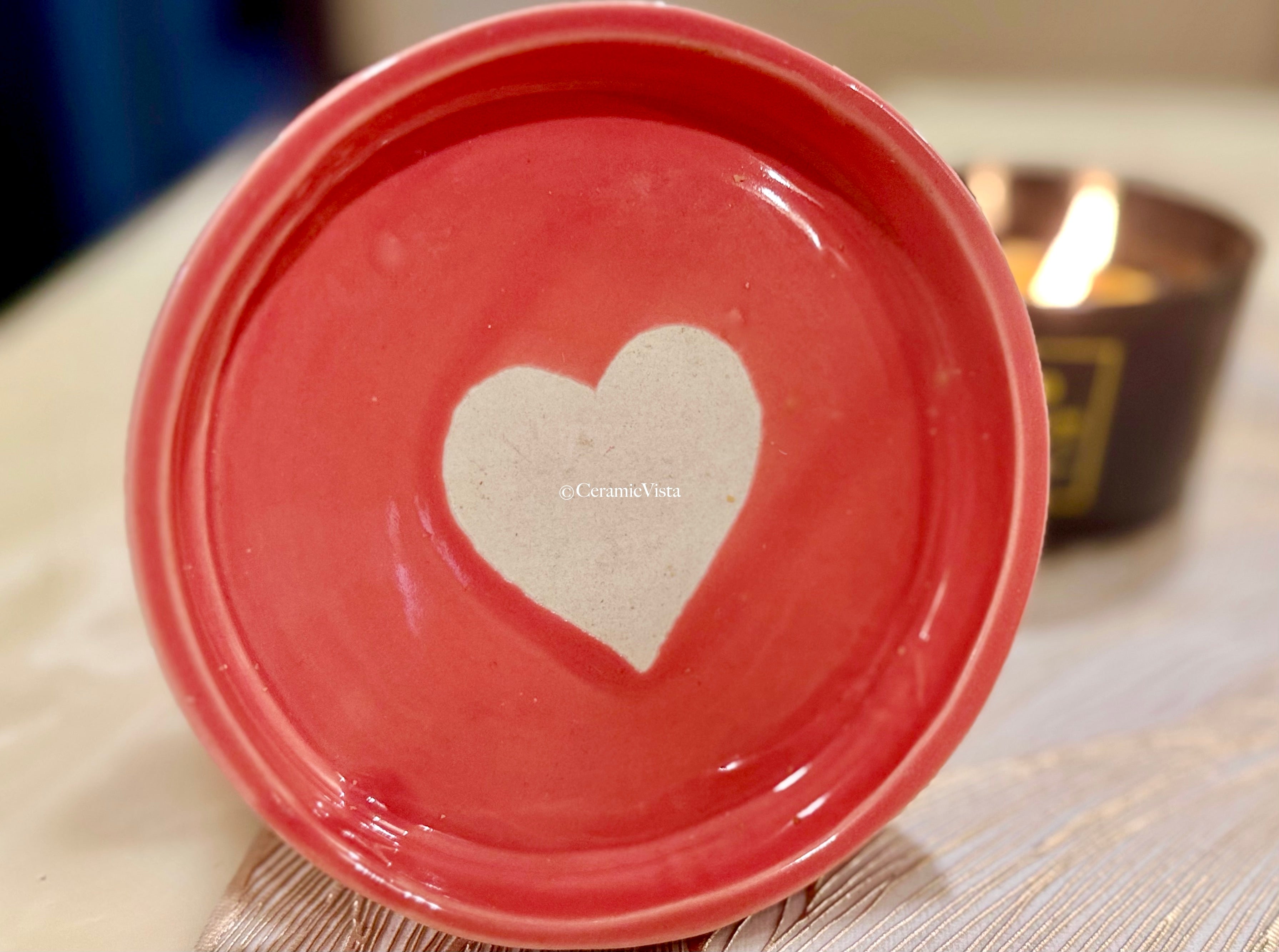 Handmade Pink Heart Ceramic Plate – Set of 2 | CeramicVista