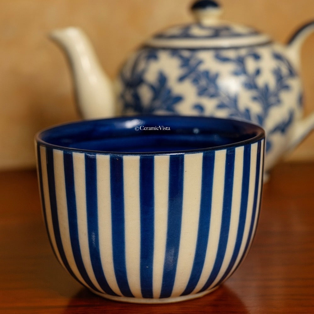 Blue Stripe Handcrafted Ceramic Cup