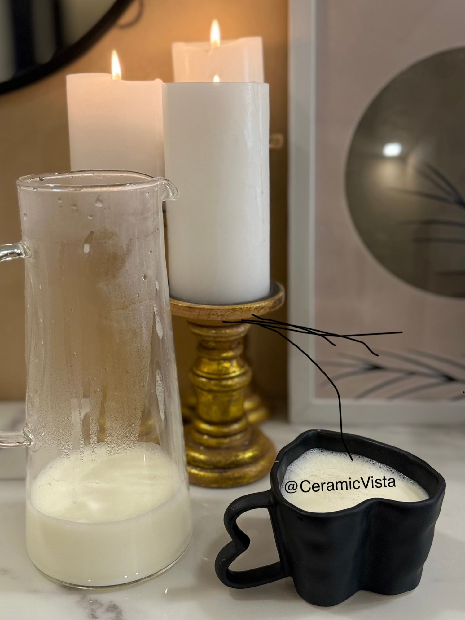 Midnight Romance - Heart Ceramic Mug- Pink, Blue, Heart Prints, White